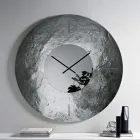 Orologio a Parete in Vetro Fuso Martellato Retroargentato Made in Italy - Cinzia Viadurini