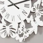 Orologio a Parete Legno Colorato Design Moderno Decorato con Farfalle - Papilio Viadurini