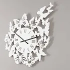 Orologio a Parete Legno Colorato Design Moderno Decorato con Farfalle - Papilio Viadurini