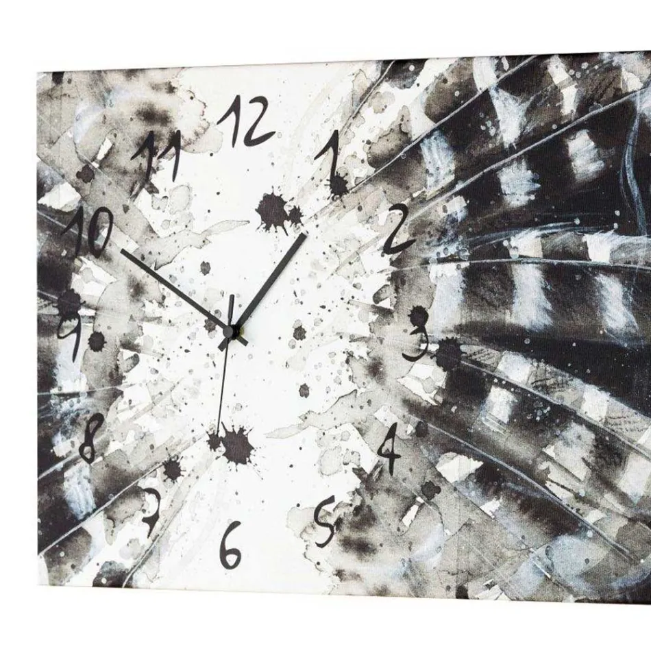 Orologio da muro bianco-nero dalla forma rettangolare Dakota Viadurini