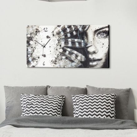 Orologio da muro bianco-nero dalla forma rettangolare Dakota Viadurini
