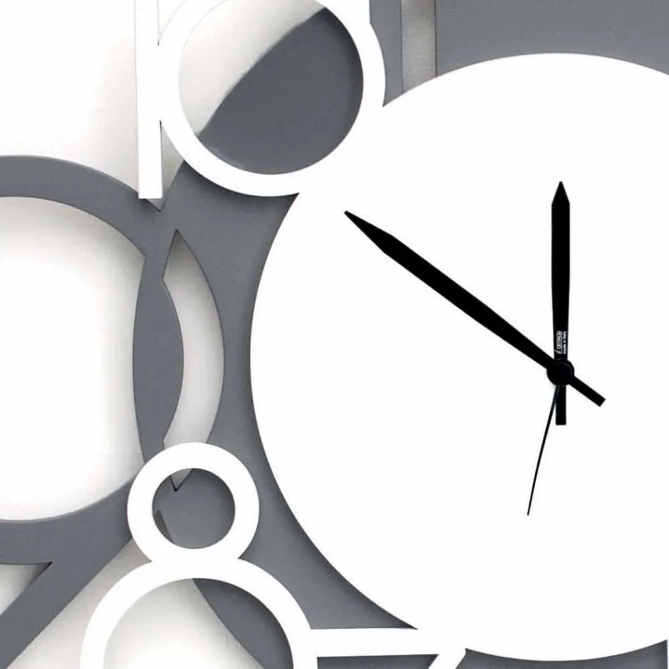 Orologio da Muro Grande e Moderno di Design in Legno Bianco e Grigio - Cifro Viadurini
