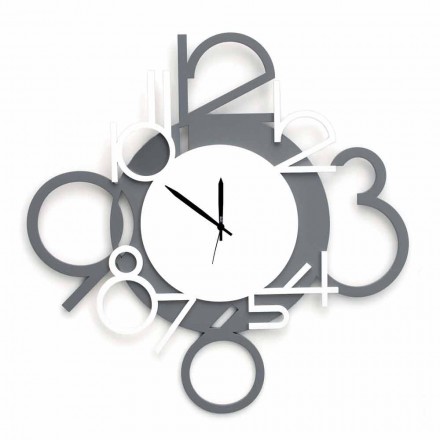 Orologio da Muro Grande e Moderno di Design in Legno Bianco e Grigio - Cifro Viadurini