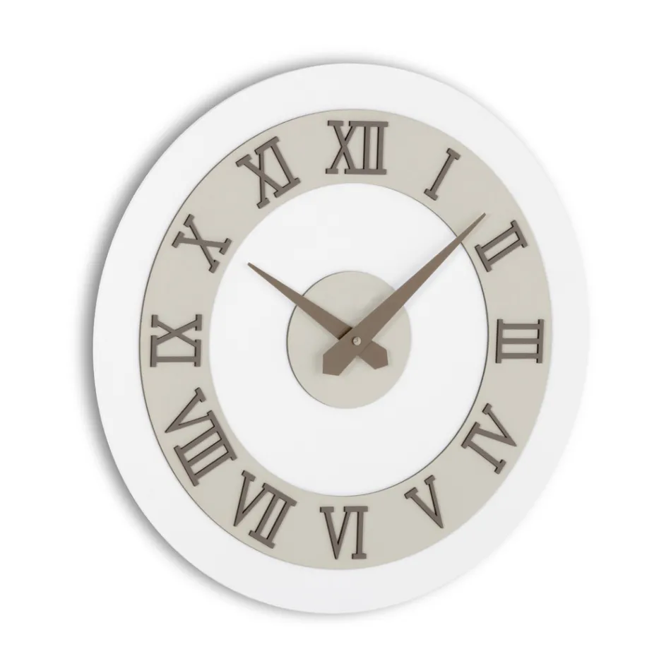 Orologio da Muro in MDF e Numeri Romani in Rilievo in Lino - Cronoforma Viadurini