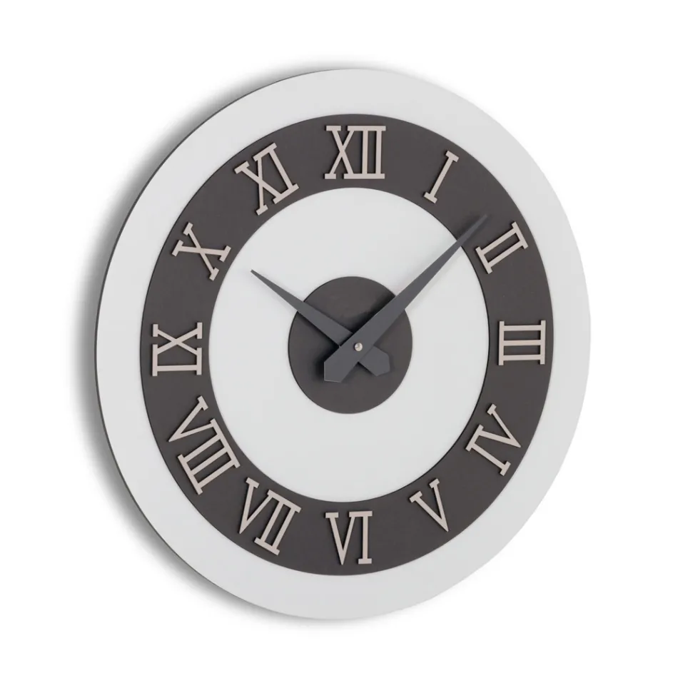 Orologio da Muro in MDF e Numeri Romani in Rilievo in Lino - Cronoforma Viadurini