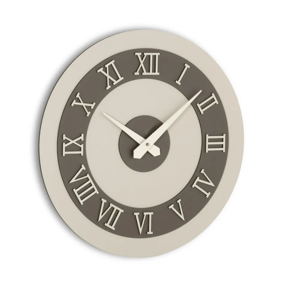 Orologio da Muro in MDF e Numeri Romani in Rilievo in Lino - Cronoforma Viadurini