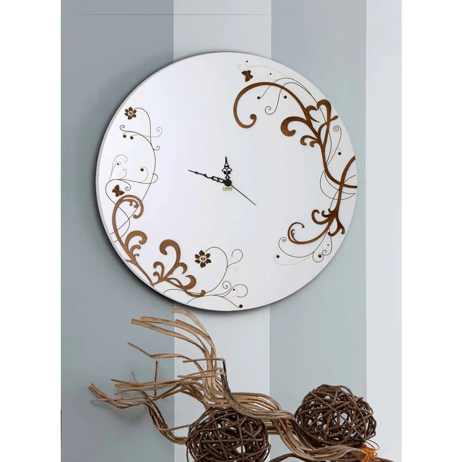 Orologio da Muro Moderno e Rotondo in Legno con Decori di Design - Season Viadurini