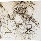 Orologio da muro raffigurante una vecchia mappa con 3 fusi Drew Viadurini