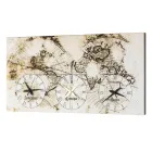 Orologio da muro raffigurante una vecchia mappa con 3 fusi Drew Viadurini
