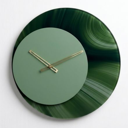 Orologio da Muro Rotondo Verde in Metacrilato Stampato Made in Italy - Verdia Viadurini