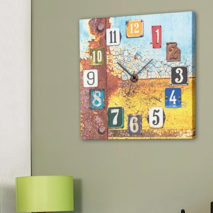 Orologio da parete 50x50 cm  finitura ruggine Jerry Viadurini