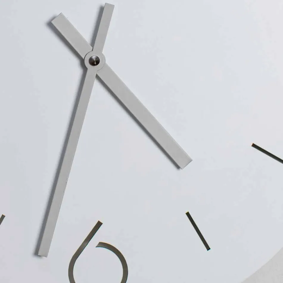 Orologio da Parete Bianco di Design Classico in Legno Rotondo - Settimio Viadurini