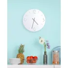 Orologio da Parete Bianco di Design Classico in Legno Rotondo - Settimio Viadurini