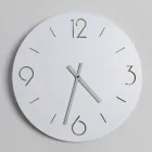 Orologio da Parete Bianco di Design Classico in Legno Rotondo - Settimio Viadurini
