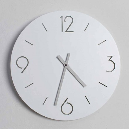 Orologio da Parete Bianco di Design Classico in Legno Rotondo - Settimio Viadurini