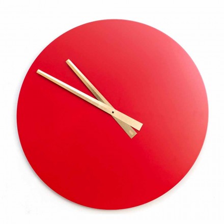 Orologio da Parete Grande Colorato Design Moderno in Legno Rotondo - Dione Viadurini