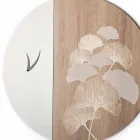 Orologio da Parete in Legno Design Tondo con Decori, 2 Finiture - Ginkgo Viadurini