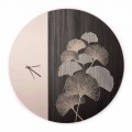 Orologio da Parete in Legno Tondo di Design con Decori, 2 Finiture, Made in Italy - Ginkgo