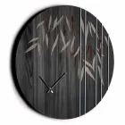 Orologio da Parete in Legno Rovere o Lavagna Inciso a Laser Design Tondo - Kanno Viadurini