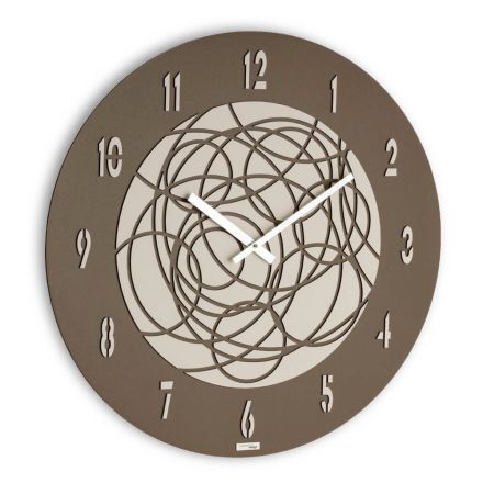 Orologio da Parete in MDF e Lino Pressato Stratificato Made in Italy - Safe Viadurini