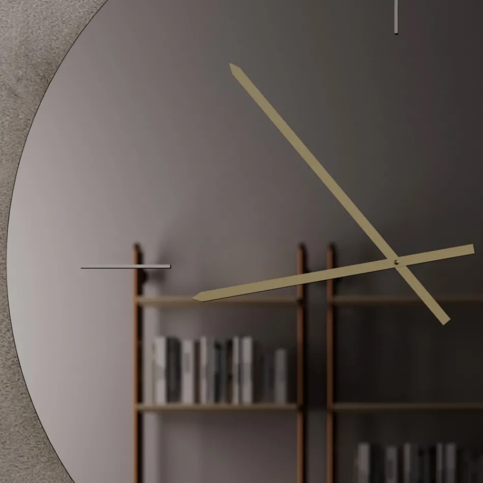 Orologio da Parete in Vetro con Lancette in Ottone Satinato - Radia Viadurini