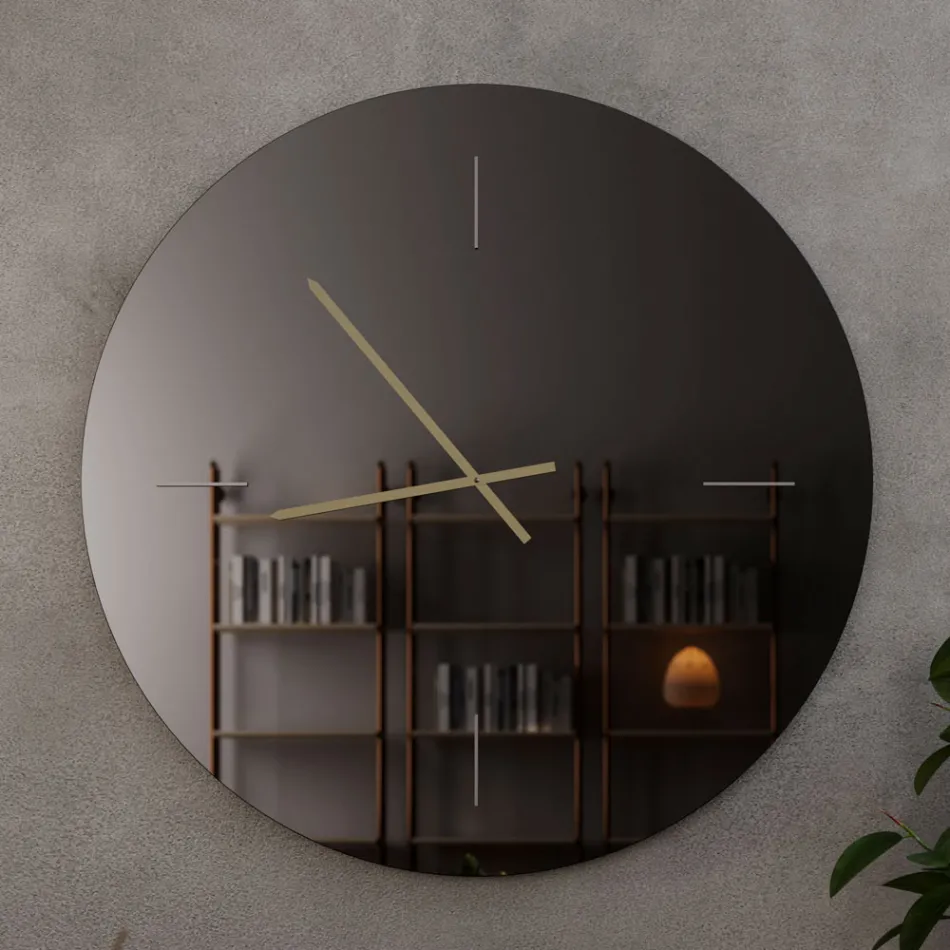 Orologio da Parete in Vetro con Lancette in Ottone Satinato - Radia Viadurini