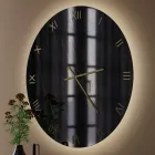 Orologio da Parete in Vetro Effetto Marmo Blck Gold con Lancette in Ottone - Cortex Viadurini