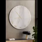Orologio da Parete in Vetro Effetto Marmo Calacatta con Lancette in Ottone - Axis Viadurini