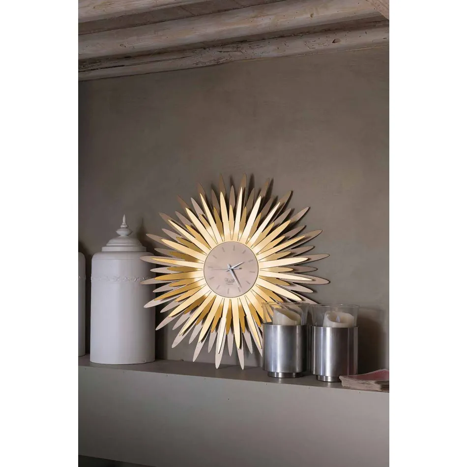 Orologio da Parete Moderno a Forma di Raggiera in Ferro Made in Italy - Fuoco  Viadurini