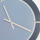 Orologio da Parete Moderno di Design Tondo in Legno Bianco Blu Avio - Savio Viadurini