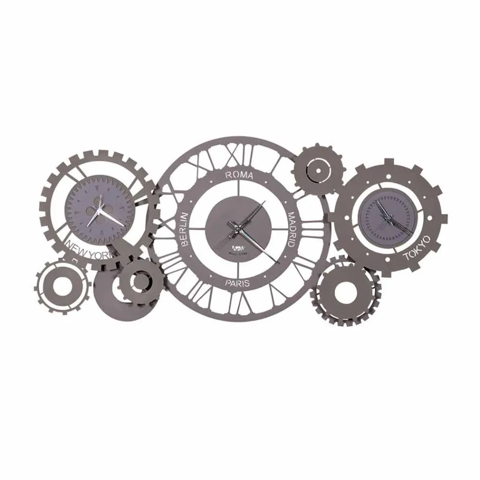 Orologio da Parete Moderno in Ferro con Tre Fusi Made in Italy – Meccanico Viadurini