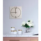 Orologio da Parete Quadrato e Moderno Design in Legno Beige e Marrone - Tabata Viadurini