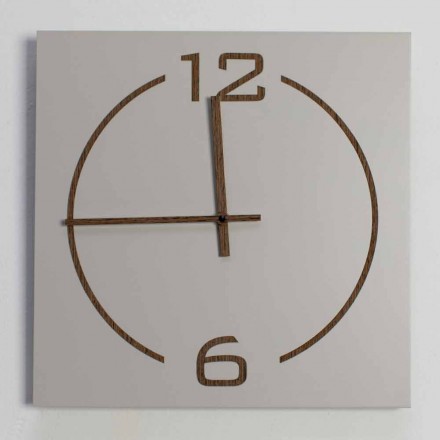 Orologio da Parete Quadrato e Moderno Design in Legno Beige e Marrone - Tabata Viadurini