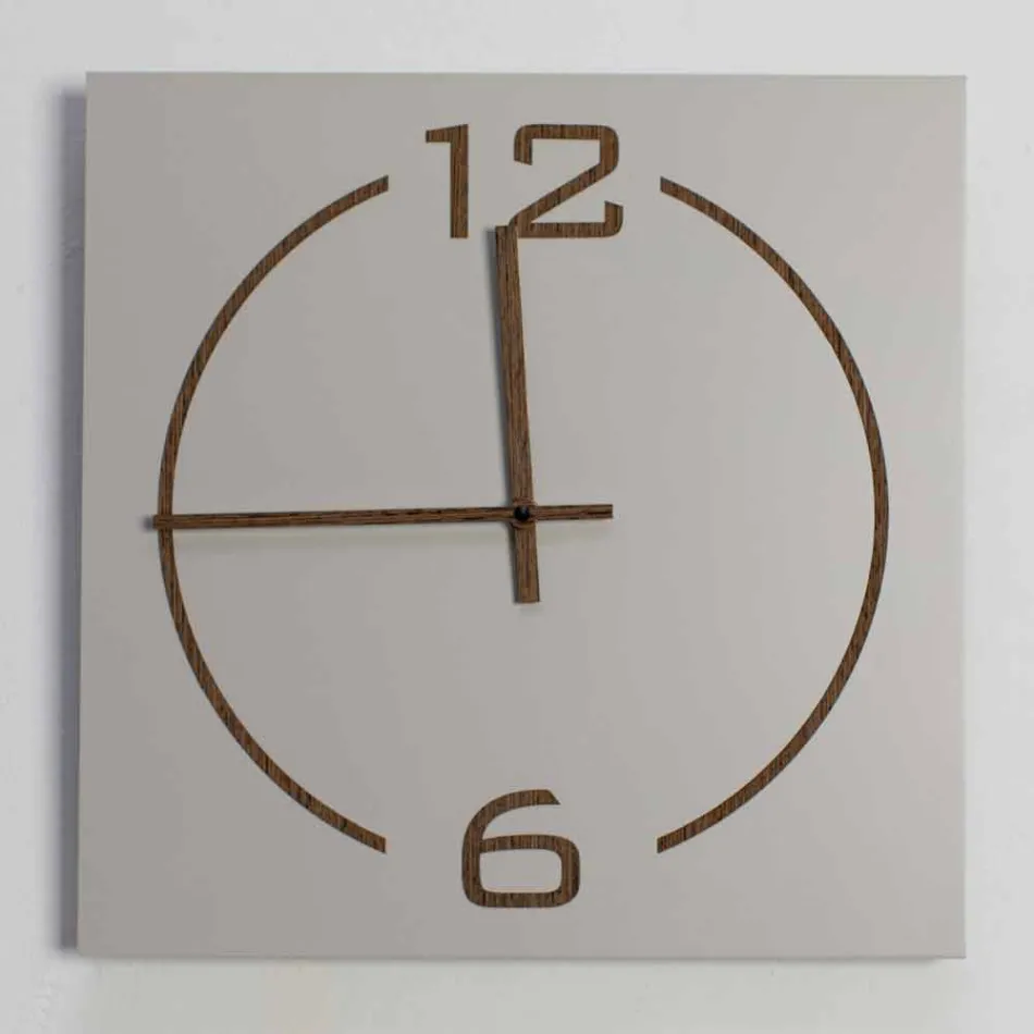 Orologio da Parete Quadrato e Moderno Design in Legno Beige e Marrone - Tabata Viadurini