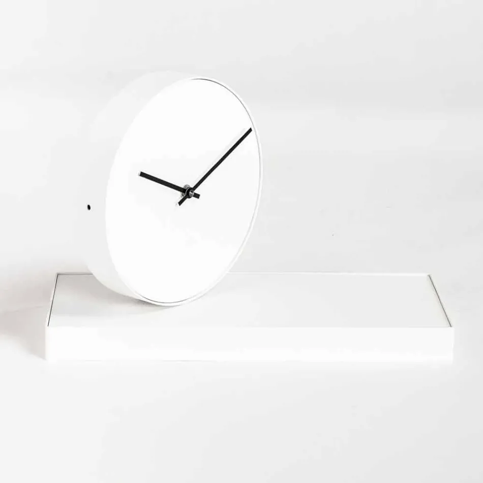 Orologio da Tavolo Girevole con Specchio in Acciaio Made in Italy - Benemerito Viadurini