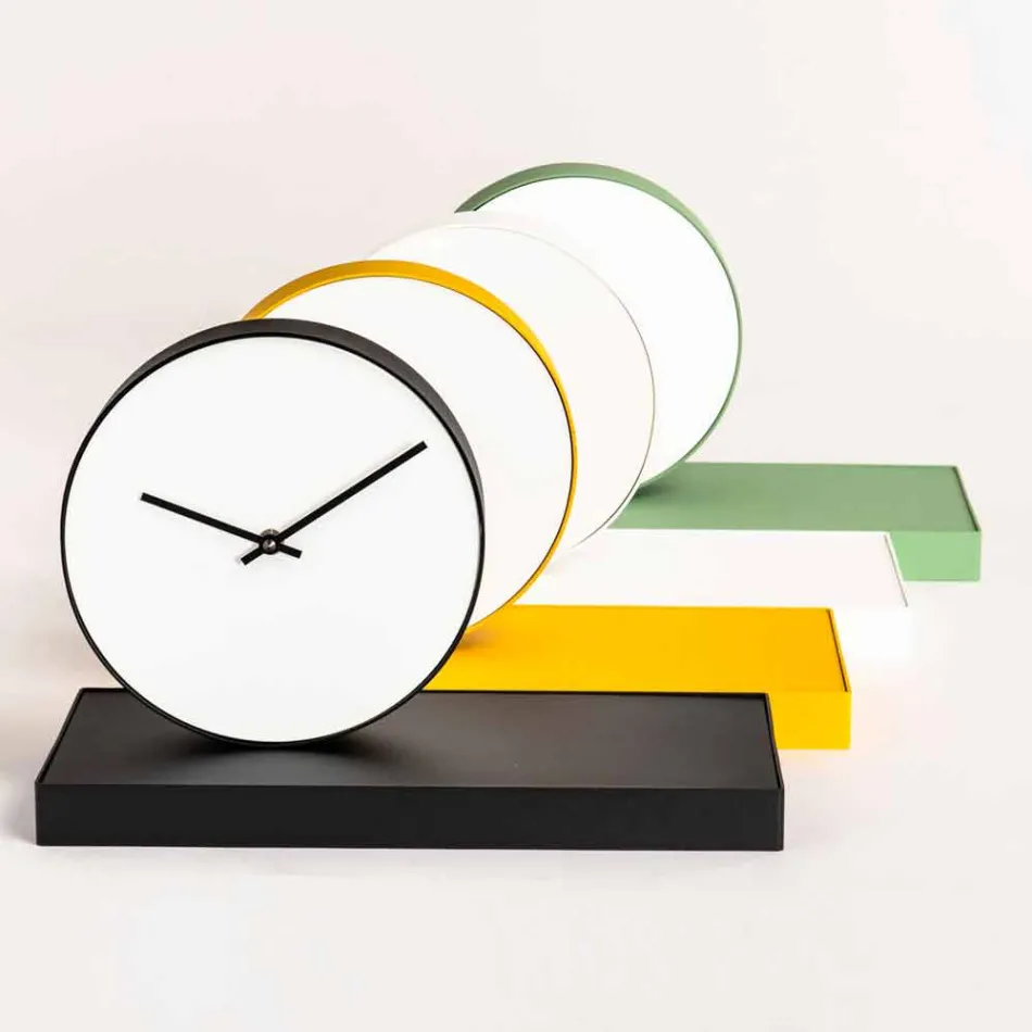 Orologio da Tavolo Girevole con Specchio in Acciaio Made in Italy - Benemerito Viadurini