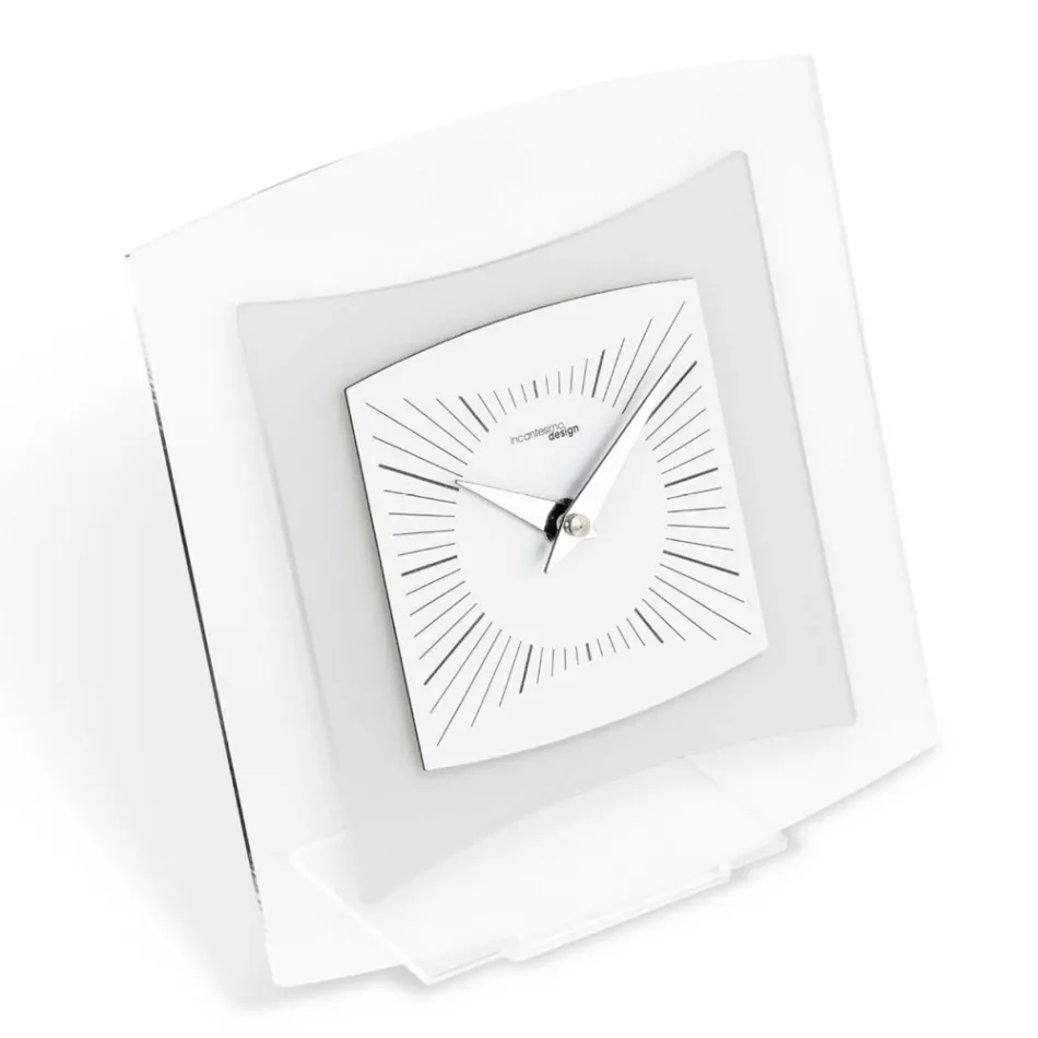 Orologio da Tavolo in Metacrilato Trasparente e Bisatinato Made in Italy - Glad Viadurini