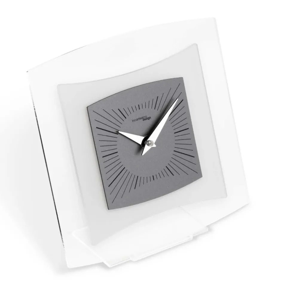 Orologio da Tavolo in Metacrilato Trasparente e Bisatinato Made in Italy - Glad Viadurini