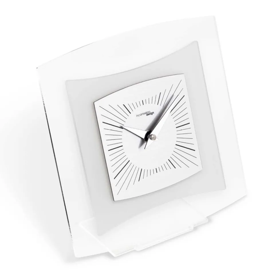 Orologio da Tavolo in Metacrilato Trasparente e Bisatinato Made in Italy - Glad Viadurini