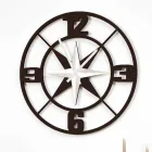 Orologio Grande a Parete Design in Legno Bianco e Marrone Shabby - Cardine Viadurini