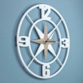 Orologio Grande a Parete Design in Legno Bianco e Marrone Shabby - Cardine