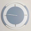 Orologio Grande a Parete di Design Classico Tondo in Legno Bianco e Avio - Beppe