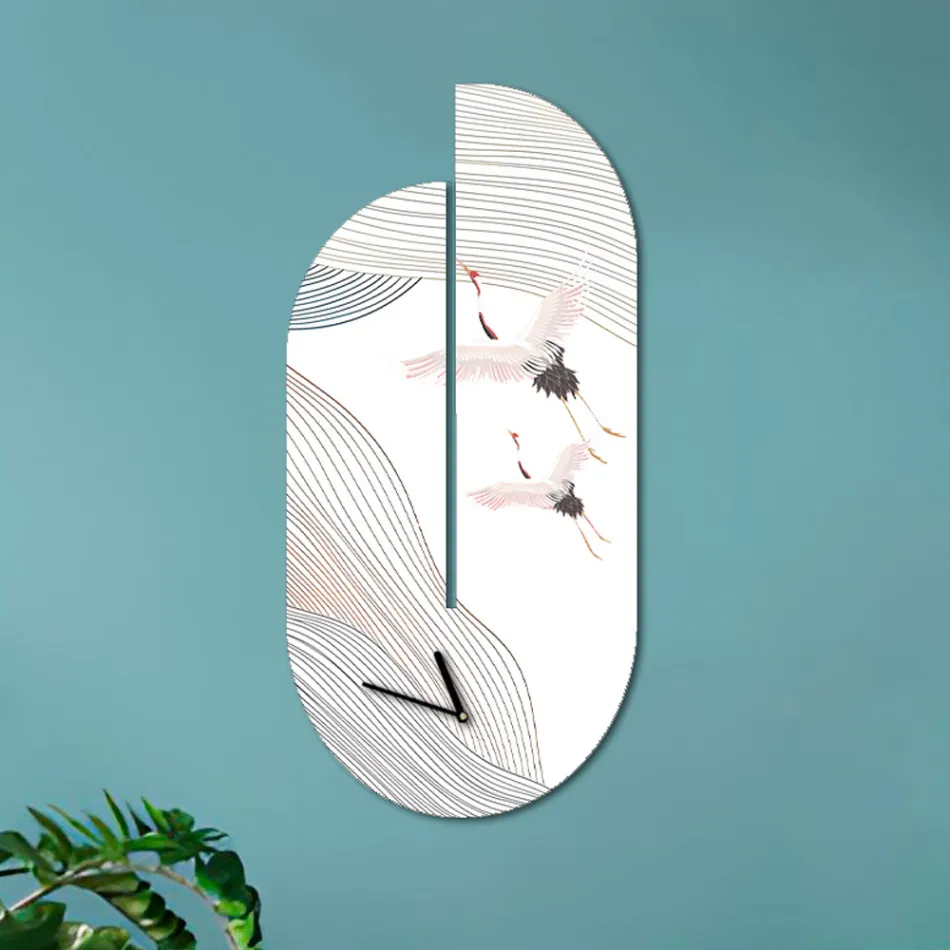 Orologio in Legno con Stampa di Airone Realizzato in Italia - Palau Viadurini