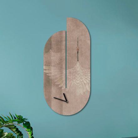 Orologio in Legno con Stampa di Airone Realizzato in Italia - Palau Viadurini