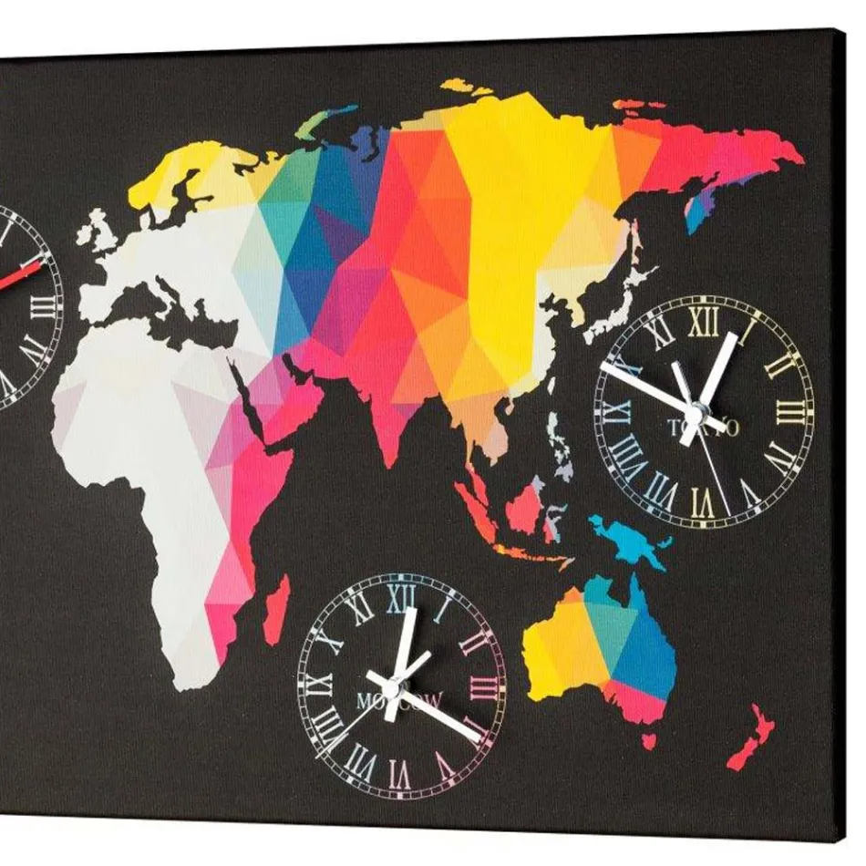 Orologio moderno da parete con 4 fusi orari Ryder, fatto in Italia Viadurini