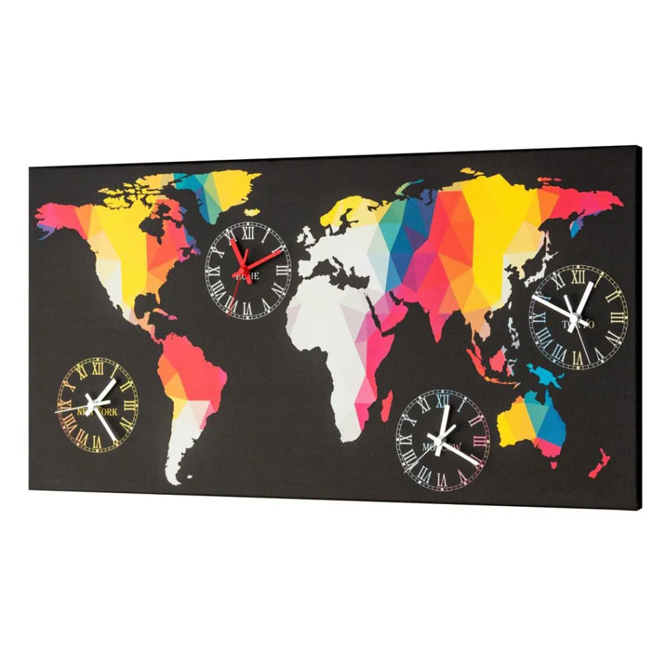 Orologio moderno da parete con 4 fusi orari Ryder, fatto in Italia Viadurini