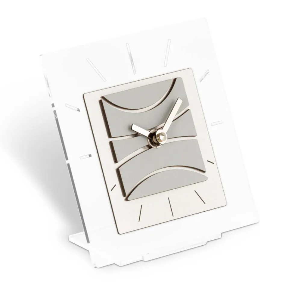 Orologio Quadrato da Tavolo in Metacrilato Trasparente Made in Italy - Strange Viadurini