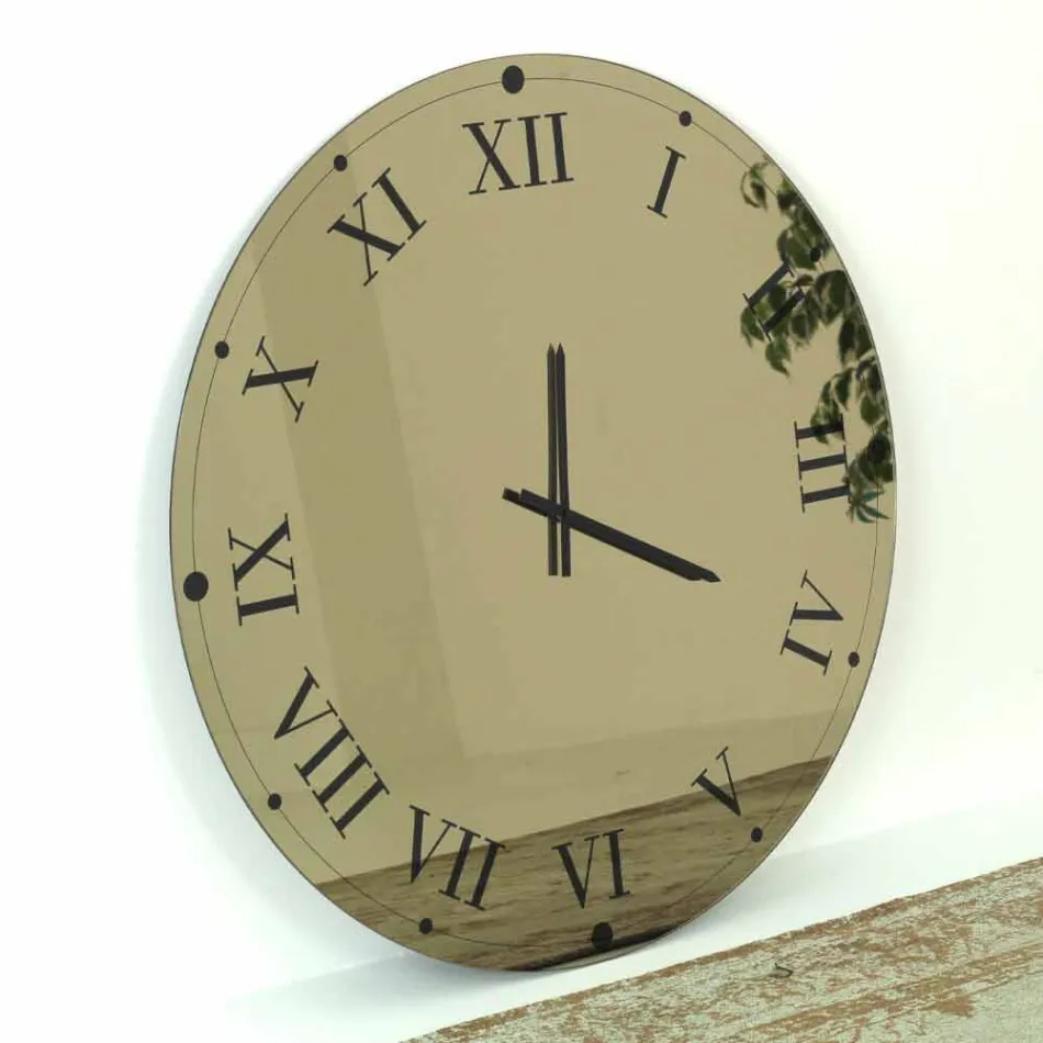 Orologio Rotondo da Parete in Cristallo Specchiato Made in Italy - Ingranaggio Viadurini