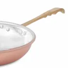 Padella Tonda in Rame Stagnato a Mano con Manico e Coperchio 24 cm - Gianluigi Viadurini