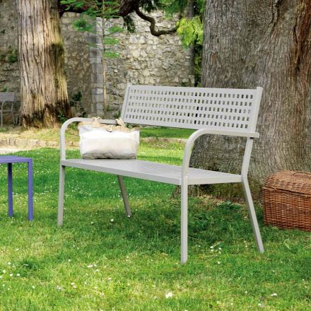 Panca da Esterno Impilabile con Bracciolo in Acciaio Made in Italy – Aberdeen Viadurini